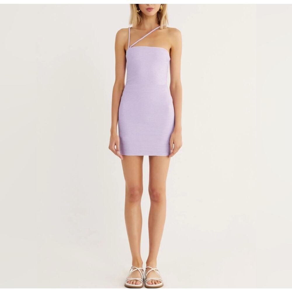 NWT RUMER Penelope Rib Body-con Minidress In Lilac Size Large
